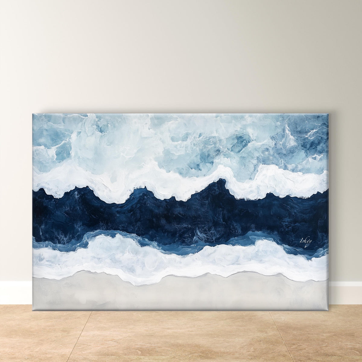 Ocean Wave Wall Art, Coastal Decor Gift - Abstract Sea Print, Calming Beach Canvas, Nautical Home Decor, Serene Blue Wave, Tranquil Marine Art