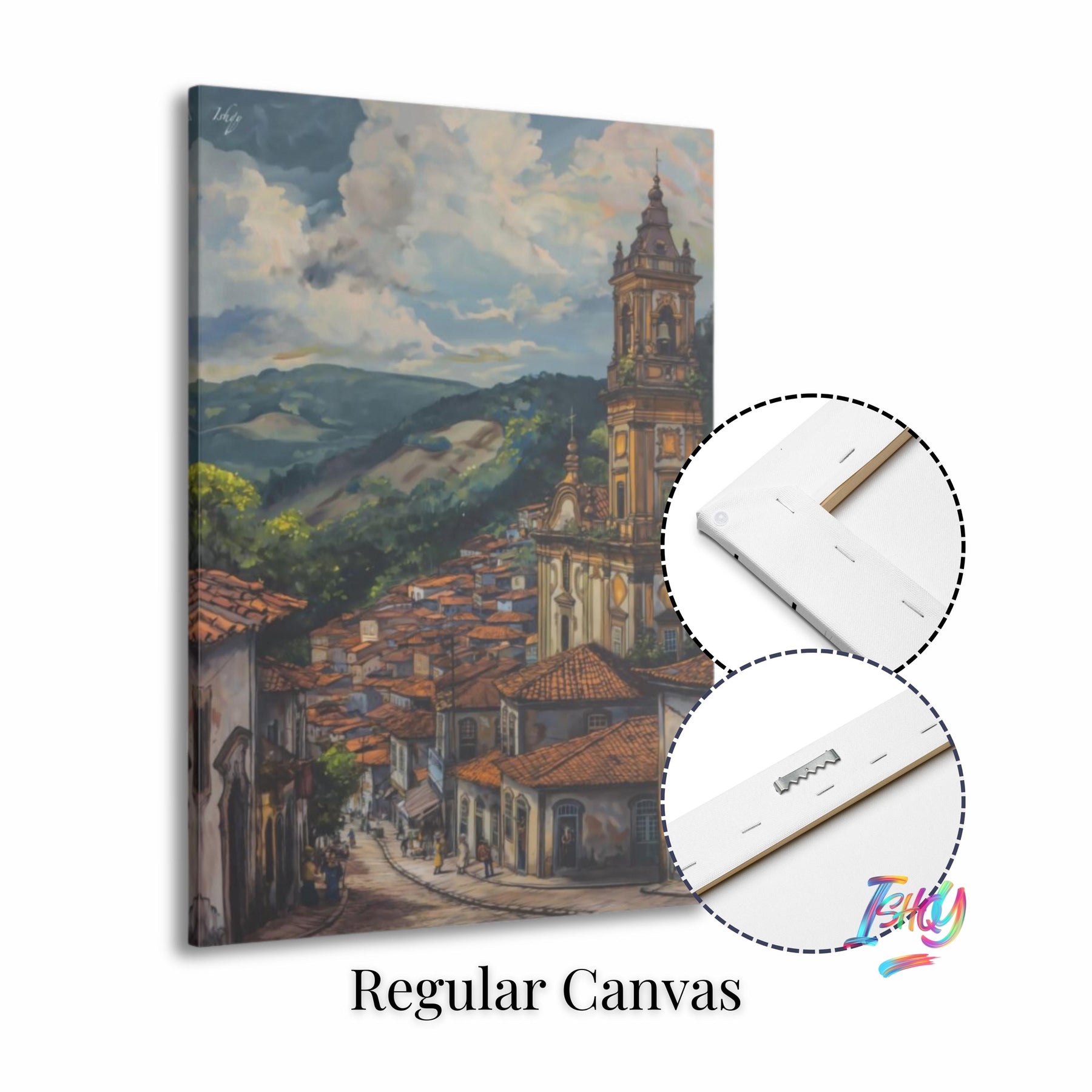 Ouro Preto Street Scene - Historic Brazil Artwork, Colonial Architecture Painting, Vibrant Landscape Wall Art, Cultural Home Decor, Unique Gift Idea