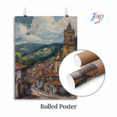 Ouro Preto Street Scene - Historic Brazil Artwork, Colonial Architecture Painting, Vibrant Landscape Wall Art, Cultural Home Decor, Unique Gift Idea