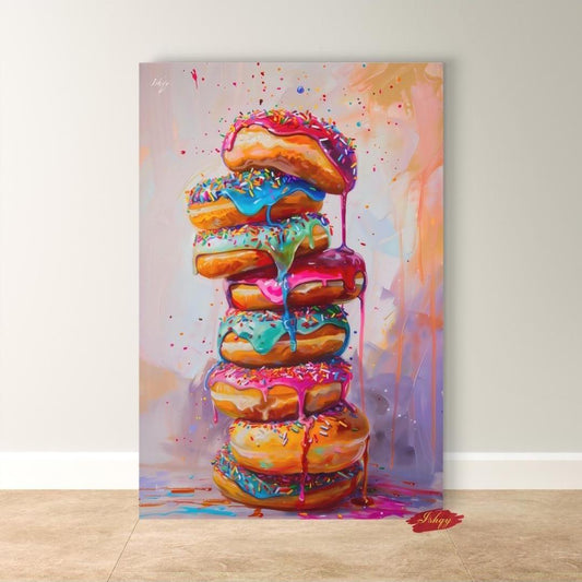 Donut Wall Art, Coffee Shop Decor, Colorful Donut Print, Framed Cafe Art, Vibrant Bakery Decor, Playful Kitchen Art, Living Room Wall Decor