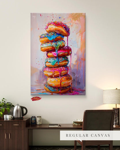 Donut Wall Art, Coffee Shop Decor, Colorful Donut Print, Framed Cafe Art, Vibrant Bakery Decor, Playful Kitchen Art, Living Room Wall Decor