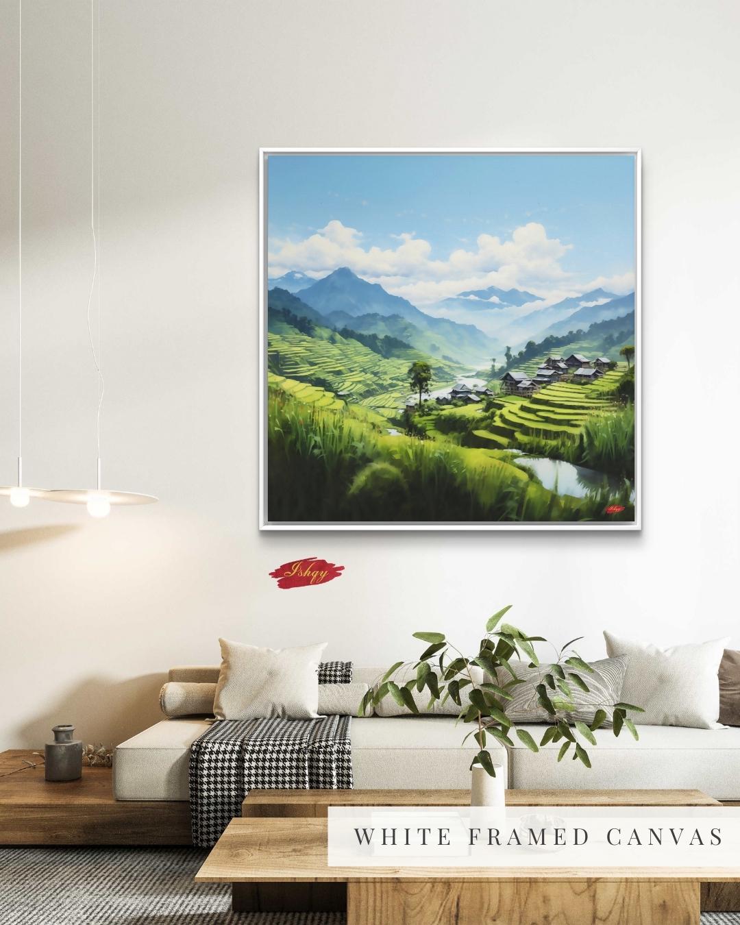 IshqyBusiness - [SEO TITLE] - Rice Terraces of Sapa Wall Art, Vietnam Landscape Print, Green Nature Home Decor, Mountain Valley Poster, Rural Asian Scenery Painting Print