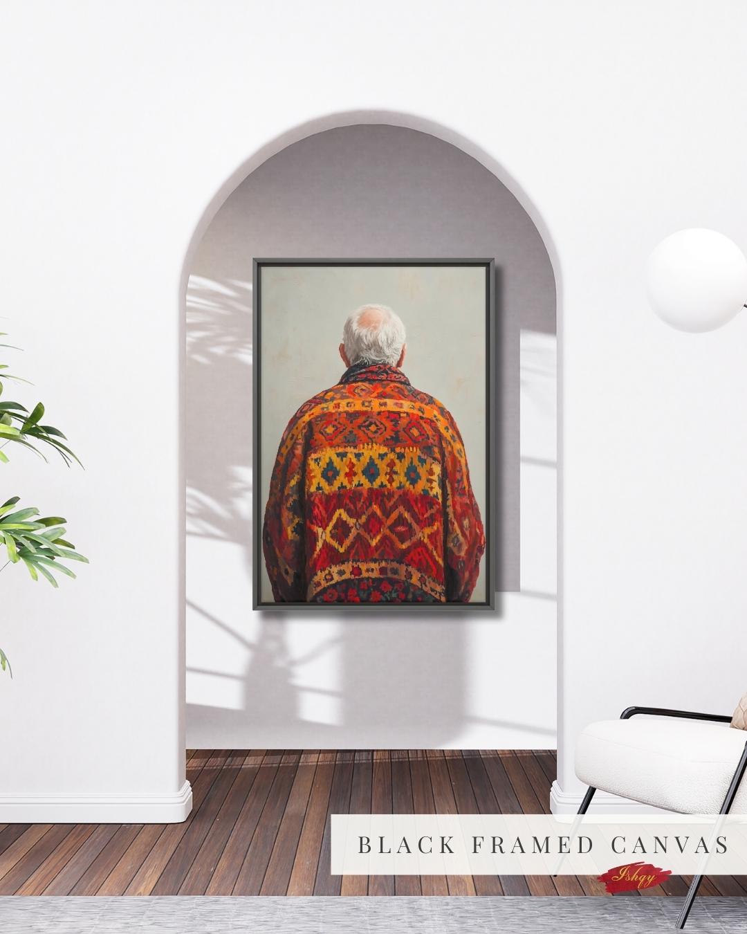 IshqyBusiness - [SEO TITLE] - Uzbek Man Wall Art - Vertical Canvas Print, Cultural Portrait in Traditional Textile for Heritage, Ethnic, or Ancestry-Inspired Decor