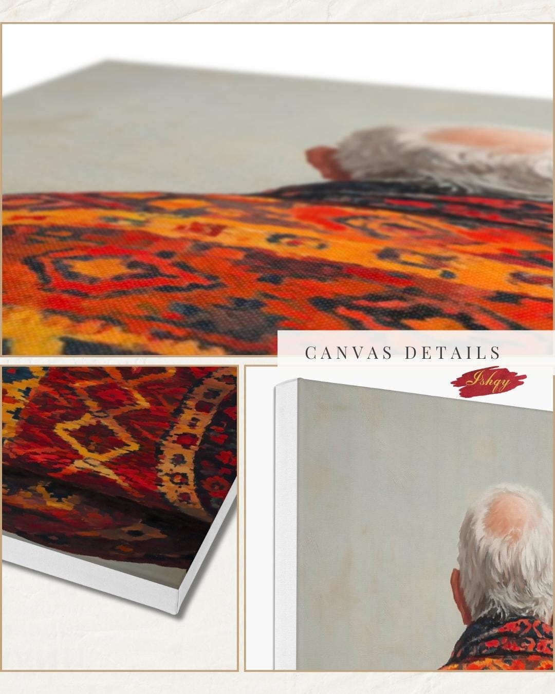 IshqyBusiness - [SEO TITLE] - Uzbek Man Wall Art - Vertical Canvas Print, Cultural Portrait in Traditional Textile for Heritage, Ethnic, or Ancestry-Inspired Decor
