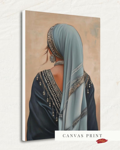 IshqyBusiness - [SEO TITLE] - Berber Woman Wall Art – Vertical Portrait Canvas with Traditional North African Veil & Jewelry | Amazigh Cultural Print for Heritage Decor