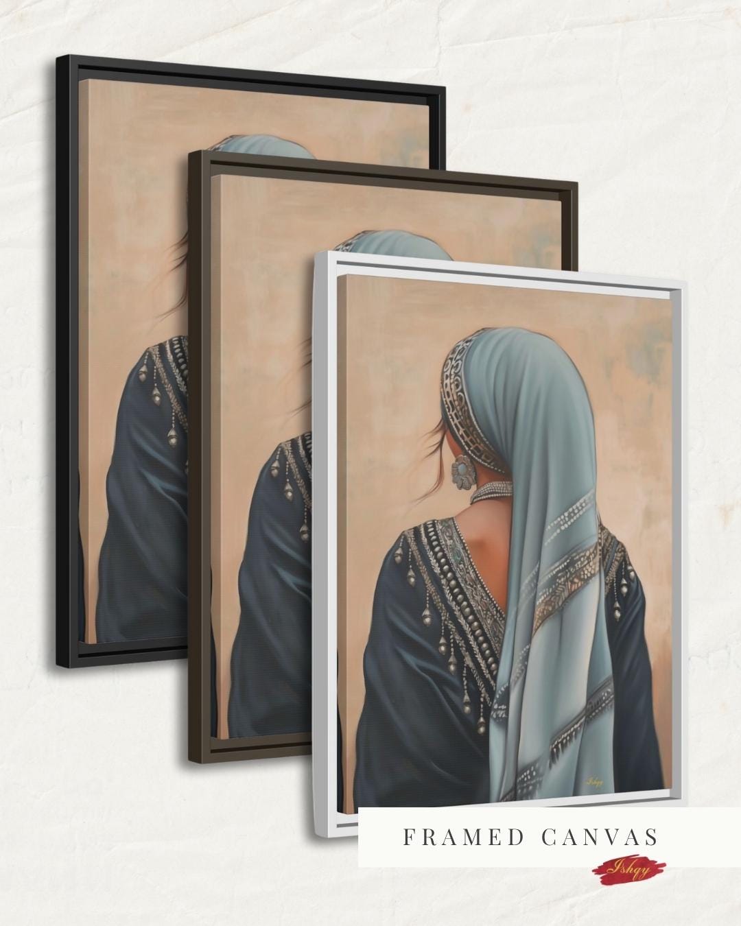 IshqyBusiness - [SEO TITLE] - Berber Woman Wall Art – Vertical Portrait Canvas with Traditional North African Veil & Jewelry | Amazigh Cultural Print for Heritage Decor