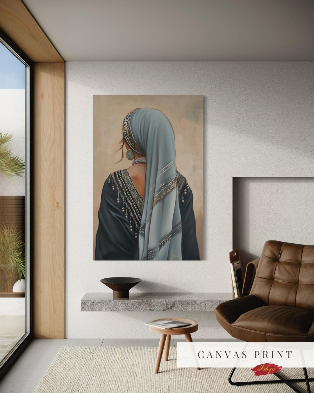 IshqyBusiness - [SEO TITLE] - Berber Woman Wall Art – Vertical Portrait Canvas with Traditional North African Veil & Jewelry | Amazigh Cultural Print for Heritage Decor