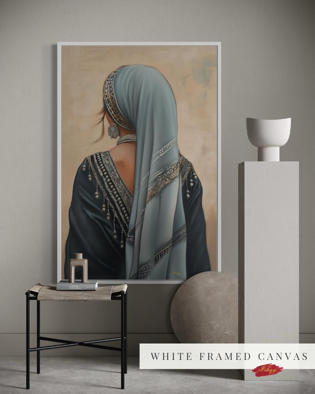 IshqyBusiness - [SEO TITLE] - Berber Woman Wall Art – Vertical Portrait Canvas with Traditional North African Veil & Jewelry | Amazigh Cultural Print for Heritage Decor