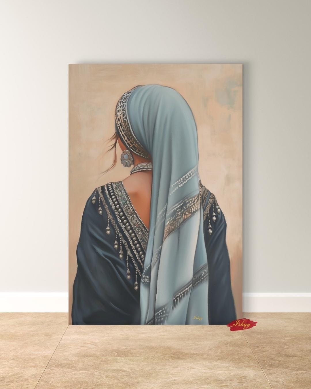 IshqyBusiness - [SEO TITLE] - Berber Woman Wall Art – Vertical Portrait Canvas with Traditional North African Veil & Jewelry | Amazigh Cultural Print for Heritage Decor