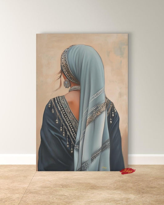 IshqyBusiness - [SEO TITLE] - Berber Woman Wall Art – Vertical Portrait Canvas with Traditional North African Veil & Jewelry | Amazigh Cultural Print for Heritage Decor
