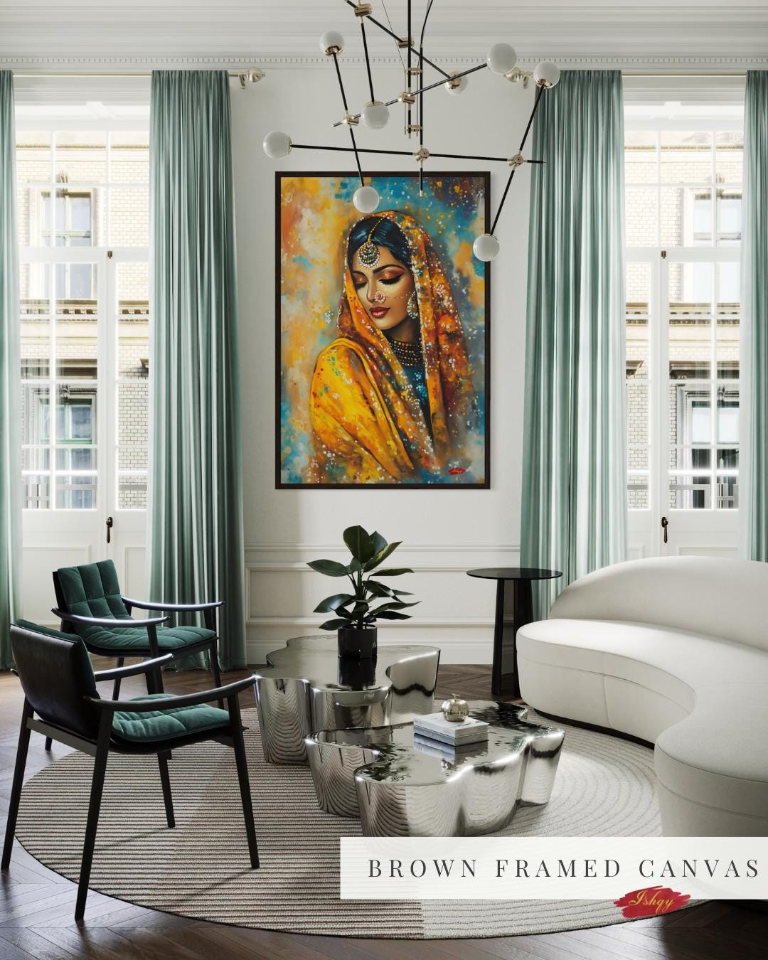 Punjabi Bride Canvas Print – Vertical Oil Painting Print of Indian Woman in Yellow, Cultural Wall Art for Bridal, Desi, or South Asian Decor

Vertical oil painting-style canvas of a Punjabi bride in yellow dupatta, adorned with traditional jewelry—cultural and elegant wall art print.