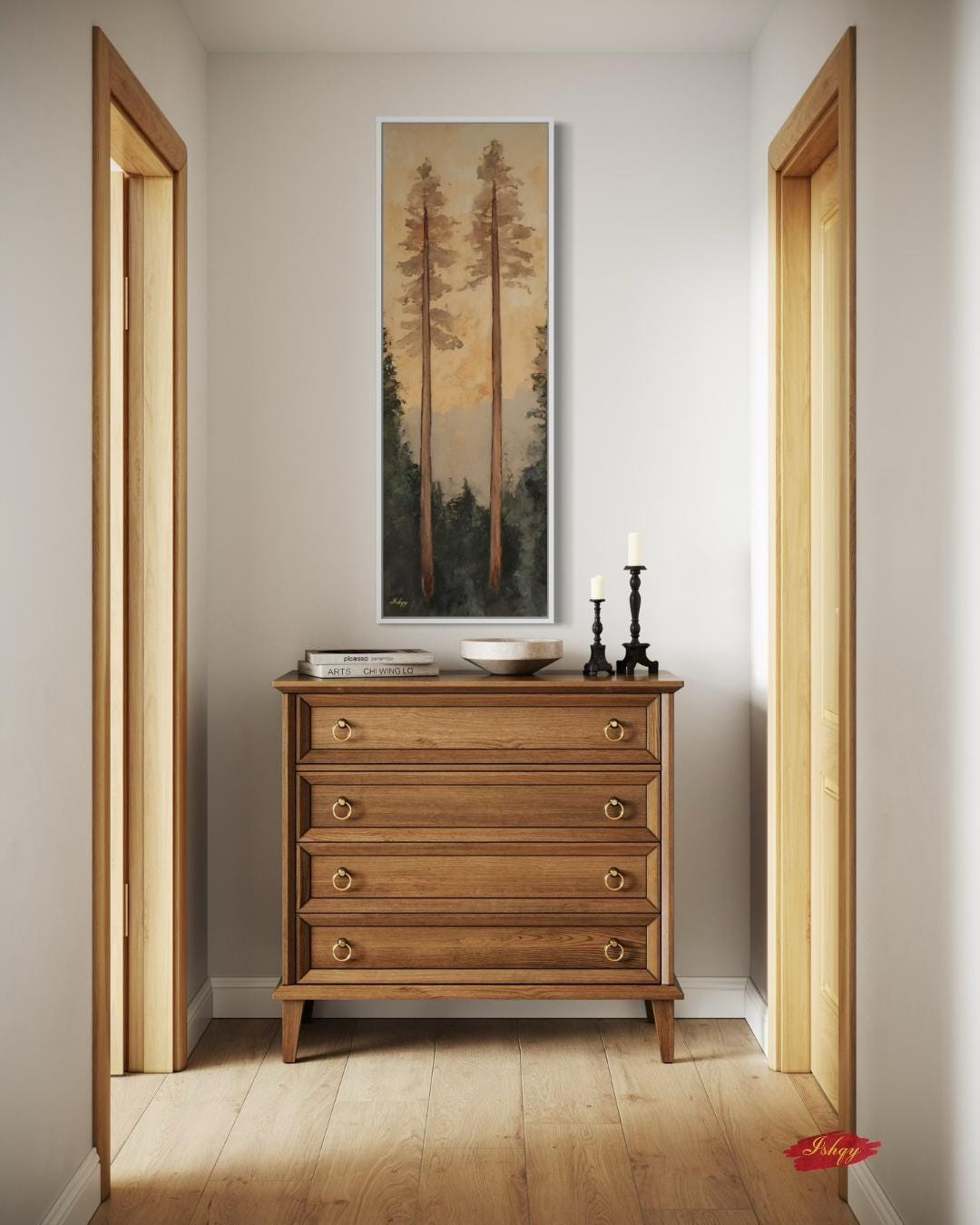 Rustic Pine Tree Wall Art, Nature Canvas Print, Minimalist Forest Painting, Framed Woodland Decor, Tall Tree Art Print

Golden Hour art print featuring tall pines at sunset with a serene forest view. Canvas & framed canvas painting print for warm, nature-inspired wall decor.