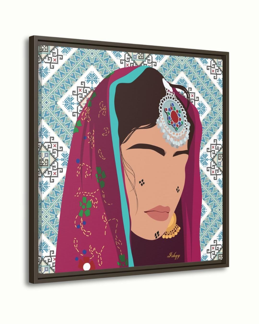 Baluchi Girl Canvas Wall Art, Framed Canvas, Tribal Woman Portrait Art Print, Cultural Home Decor, Ethnic Wall Art, Gift for Her Room.&nbsp;Daughter of Kabul celebrates Afghan beauty &amp; strength with tattoos, textiles &amp; jewelry. Canvas &amp; f