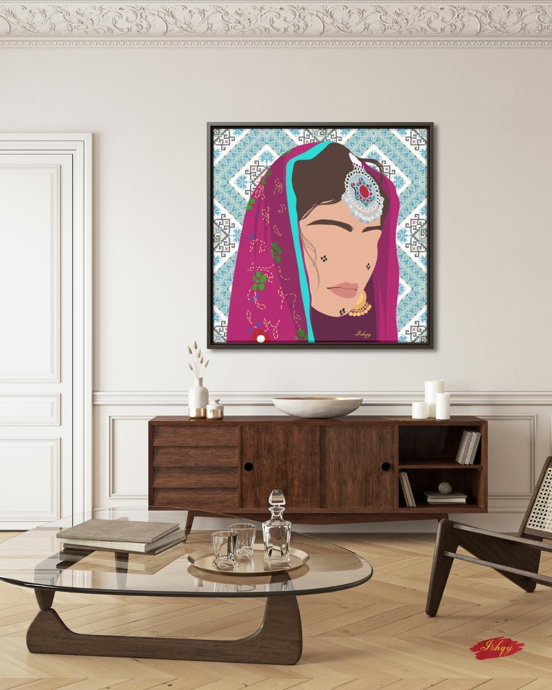 Baluchi Girl Canvas Wall Art, Framed Canvas, Tribal Woman Portrait Art Print, Cultural Home Decor, Ethnic Wall Art, Gift for Her Room.&nbsp;Daughter of Kabul celebrates Afghan beauty &amp; strength with tattoos, textiles &amp; jewelry. Canvas &amp; f