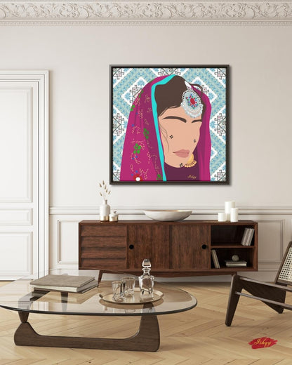 Baluchi Girl Canvas Wall Art, Framed Canvas, Tribal Woman Portrait Art Print, Cultural Home Decor, Ethnic Wall Art, Gift for Her Room.&nbsp;Daughter of Kabul celebrates Afghan beauty &amp; strength with tattoos, textiles &amp; jewelry. Canvas &amp; f