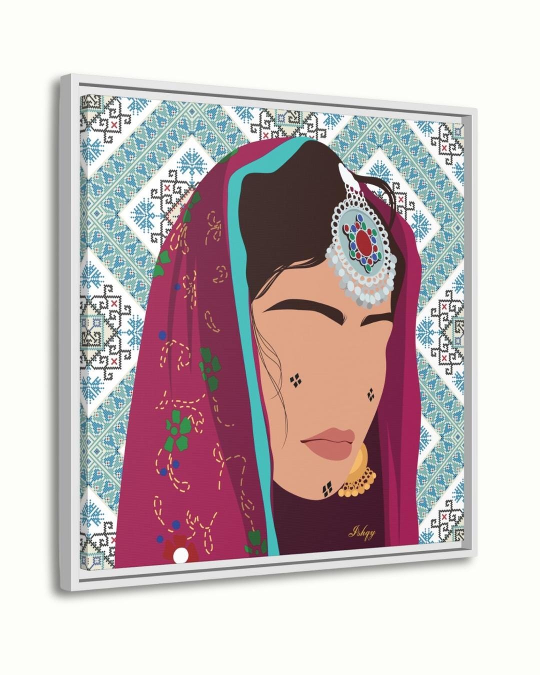 Baluchi Girl Canvas Wall Art, Framed Canvas, Tribal Woman Portrait Art Print, Cultural Home Decor, Ethnic Wall Art, Gift for Her Room.&nbsp;Daughter of Kabul celebrates Afghan beauty &amp; strength with tattoos, textiles &amp; jewelry. Canvas &amp; f
