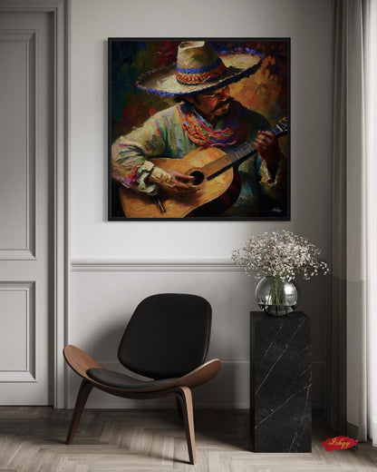 Mexican Guitarist Canvas Wall Art Print, Colorful Latin Music Painting, Cultural Fiesta Home Decor, Framed Music Lover Wall Art

Celebrate Latin culture with this vibrant canvas print of a Mexican guitarist in colorful traditional attire. A perfect centerpiece for music lovers and art collectors, this painting brings rhythm, passion, and heritage to your living room, dining area, or studio. A striking tribute to music and culture.