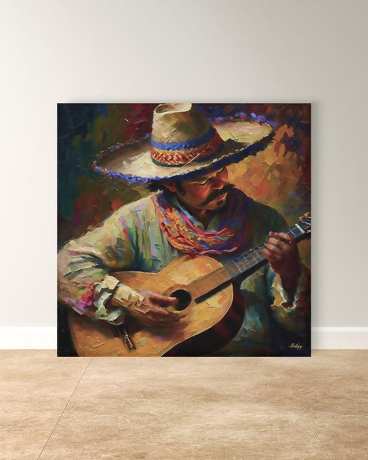 Mexican Guitarist Canvas Wall Art Print, Colorful Latin Music Painting, Cultural Fiesta Home Decor, Framed Music Lover Wall Art

Celebrate Latin culture with this vibrant canvas print of a Mexican guitarist in colorful traditional attire. A perfect centerpiece for music lovers and art collectors, this painting brings rhythm, passion, and heritage to your living room, dining area, or studio. A striking tribute to music and culture.