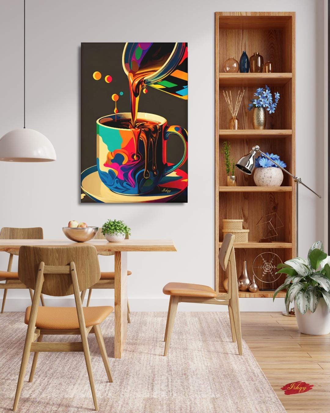 Coffee Wall Art, Bold Kitchen Art Print, Colorful Coffee Canvas, Barista Gift, Espresso Wall Decor, Café Framed Art for Home. Add warmth and energy to your kitchen with this vibrant coffee pour art print. A bold, modern piece for coffee lovers and st