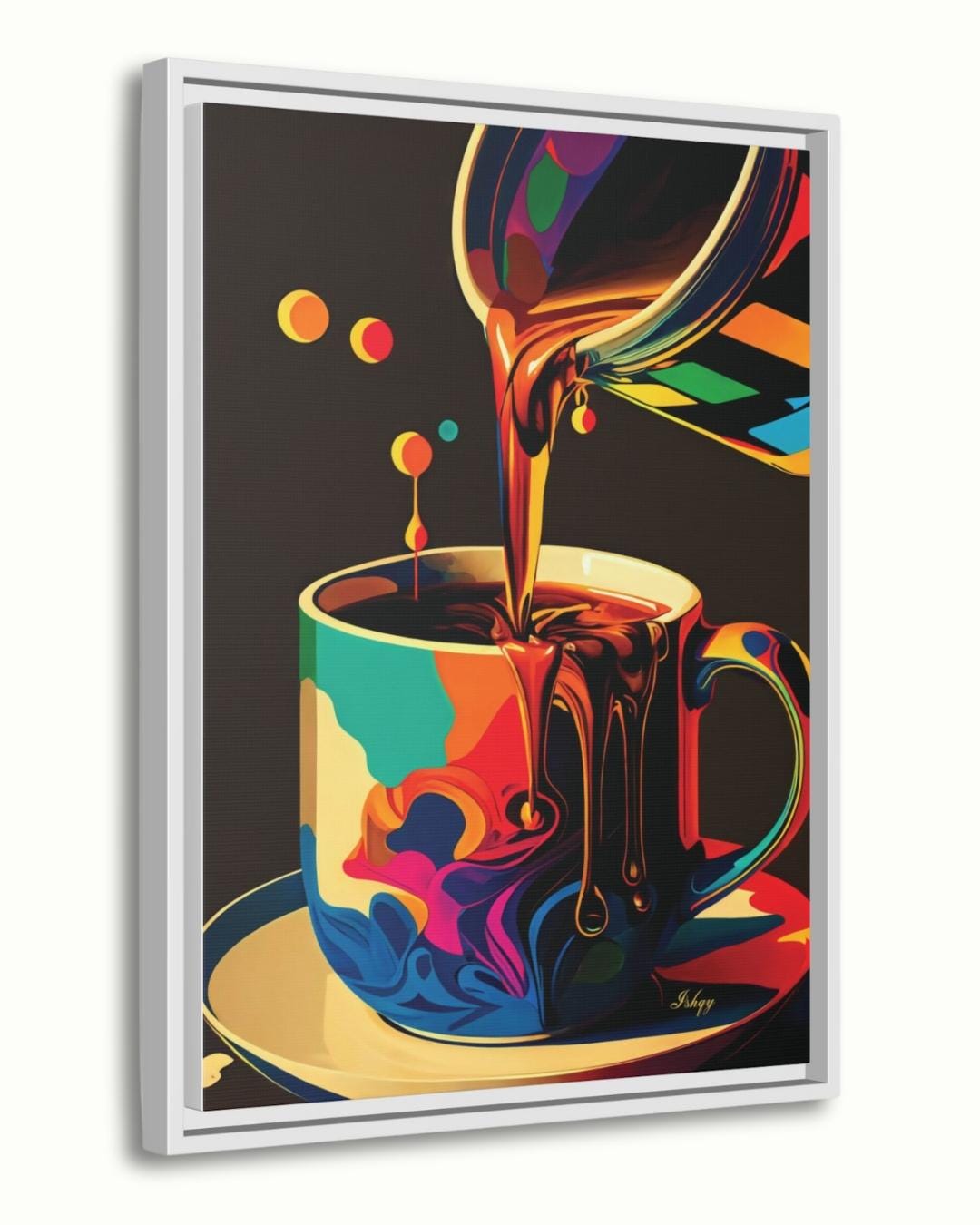 Coffee Wall Art, Bold Kitchen Art Print, Colorful Coffee Canvas, Barista Gift, Espresso Wall Decor, Café Framed Art for Home. Add warmth and energy to your kitchen with this vibrant coffee pour art print. A bold, modern piece for coffee lovers and st