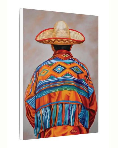 Mexican Wall Art, Charro Painting Print, Sombrero Man Art, Cultural Canvas, Framed Mexican Decor, Fiesta Wall Art, Traditional Mexico Print. Traditional Mexican art print from Jalisco. Vibrant sombrero and poncho wall decor in canvas or framed canvas