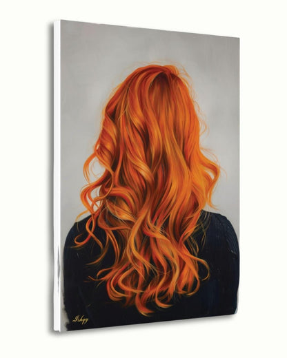 Redhead Woman Wall Art Print, Vibrant Ginger Hair Canvas Portrait, Modern Figurative Art for Home Decor, Feminine Boho Room Aesthetic