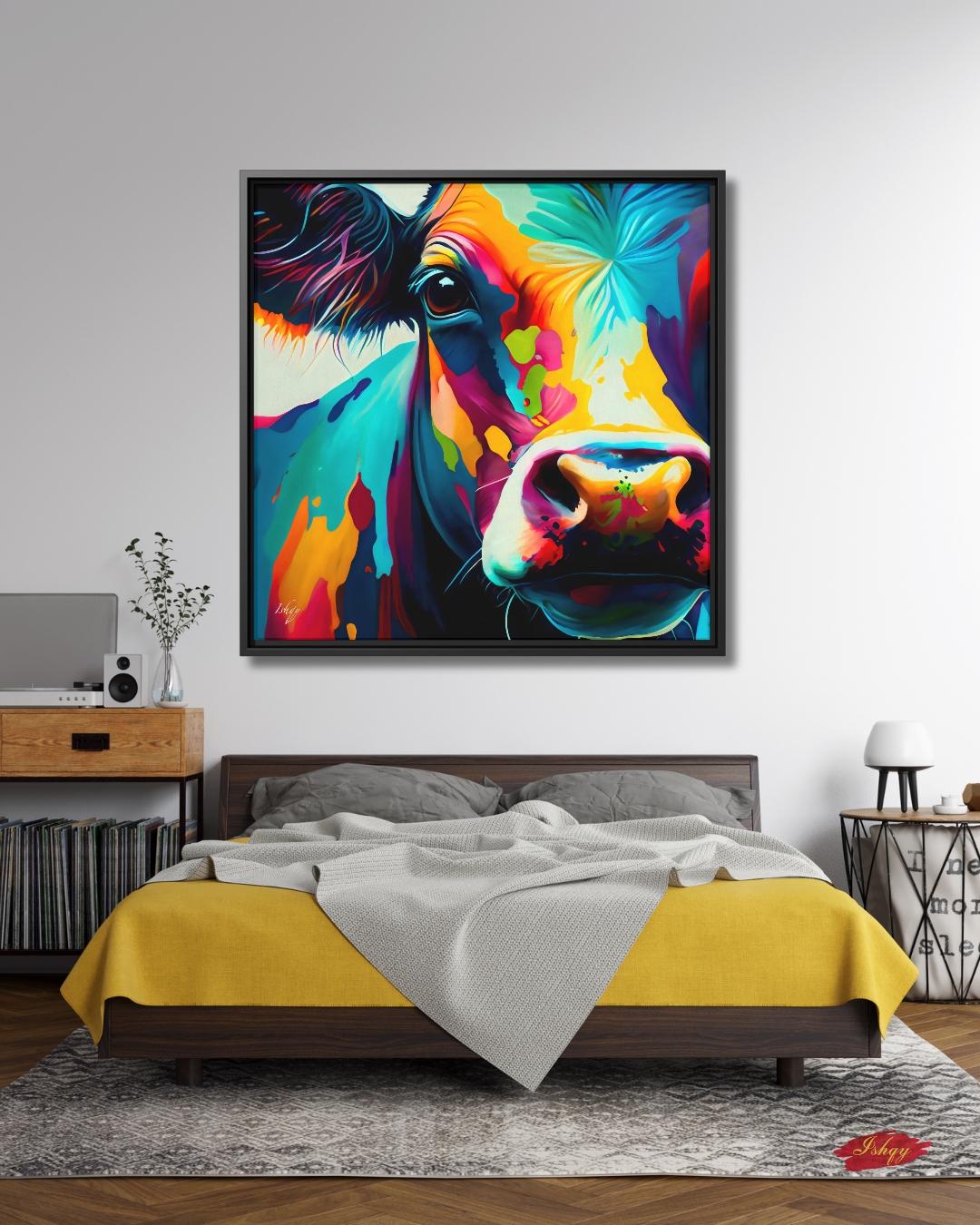 Colorful Cow Wall Art – Vibrant Animal Portrait Painting Print for Farmhouse Kitchen Decor, Rustic Country Home or Dairy Farm Inspired Gift