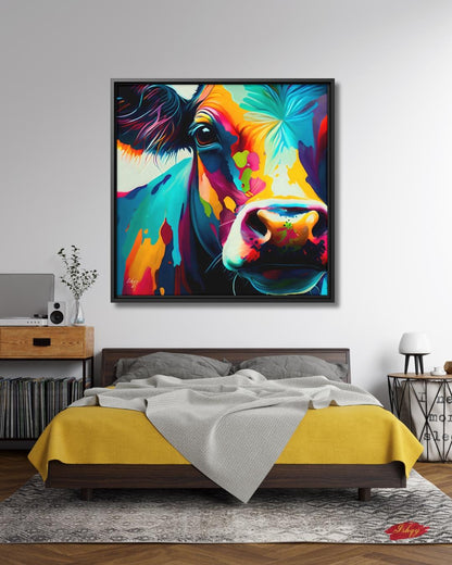 Colorful Cow Wall Art – Vibrant Animal Portrait Painting Print for Farmhouse Kitchen Decor, Rustic Country Home or Dairy Farm Inspired Gift
