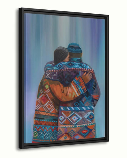 Sami Lovers Painting, Canvas & Framed Canvas Nordic Wall Art, Colorful Scandinavian Couple Home Decor Art Print