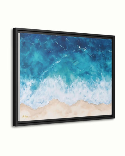 Ocean Wave Beach Canvas & Framed Canvas Wall Art, Coastal Seascape Painting, Tropical Blue Sea Home Decor Art Print