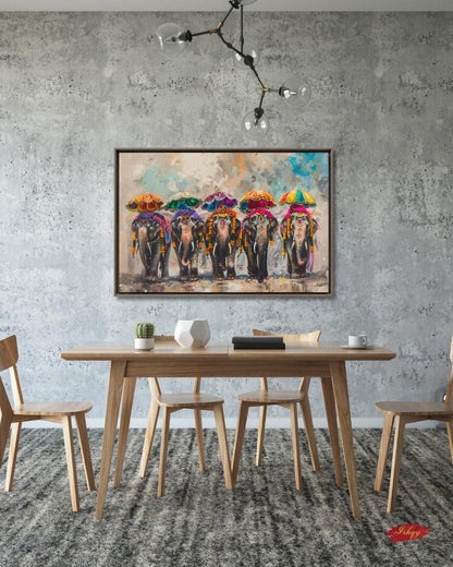 Colorful Indian Elephant Wall Art Print, Festive India Canvas Painting, Framed Home Decor, Vibrant Cultural Wall Art, Gift for Her or Home. Haathi Mere Saathi elephant art print with vivid colors & cultural detail. Canvas & framed canvas painting pri