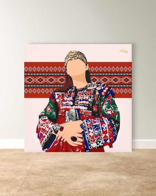 Noor-e-Afghan | Afghan Woman Cultural Wall Art Canvas Print | IshqyBusiness.&nbsp;Noor-e-Afghan Afghan woman art print with bold embroidery &amp; traditional details. Canvas &amp; framed canvas painting print for living room or hallway decor.