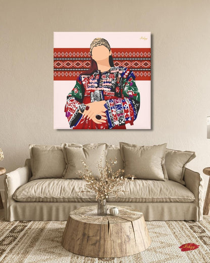Noor-e-Afghan | Afghan Woman Cultural Wall Art Canvas Print | IshqyBusiness.&nbsp;Noor-e-Afghan Afghan woman art print with bold embroidery &amp; traditional details. Canvas &amp; framed canvas painting print for living room or hallway decor.