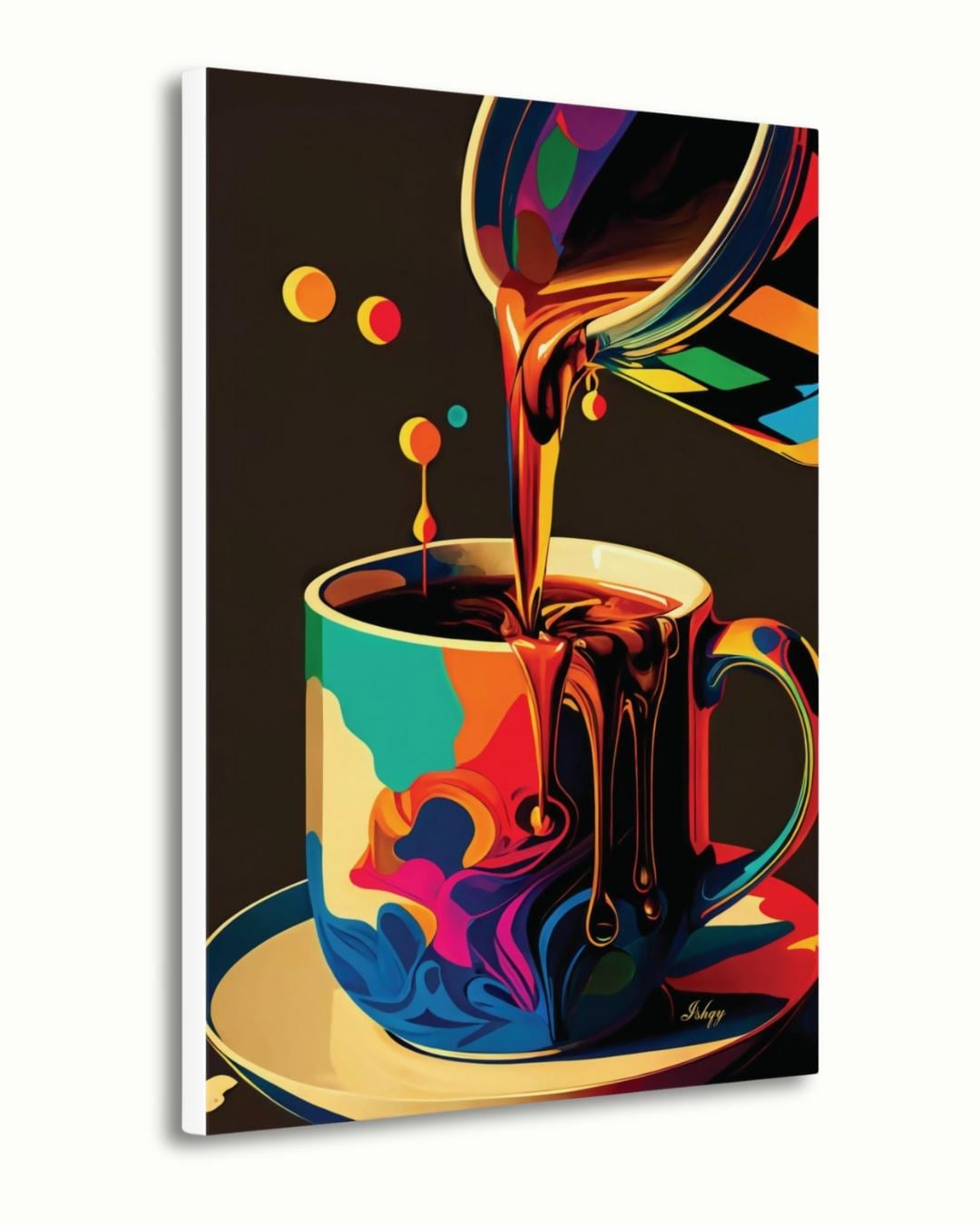 Coffee Wall Art, Bold Kitchen Art Print, Colorful Coffee Canvas, Barista Gift, Espresso Wall Decor, Café Framed Art for Home. Add warmth and energy to your kitchen with this vibrant coffee pour art print. A bold, modern piece for coffee lovers and st