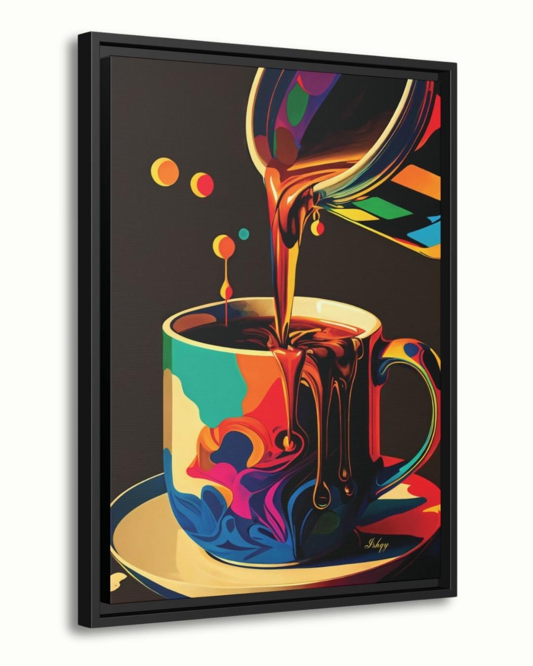 Coffee Wall Art, Bold Kitchen Art Print, Colorful Coffee Canvas, Barista Gift, Espresso Wall Decor, Café Framed Art for Home. Add warmth and energy to your kitchen with this vibrant coffee pour art print. A bold, modern piece for coffee lovers and st