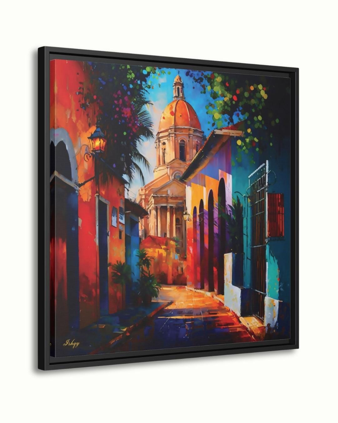 Santo Domingo Colonial Zone Painting, Canvas & Framed Canvas Caribbean Wall Art, Colorful Dominican Republic Cityscape Home Decor Art Print