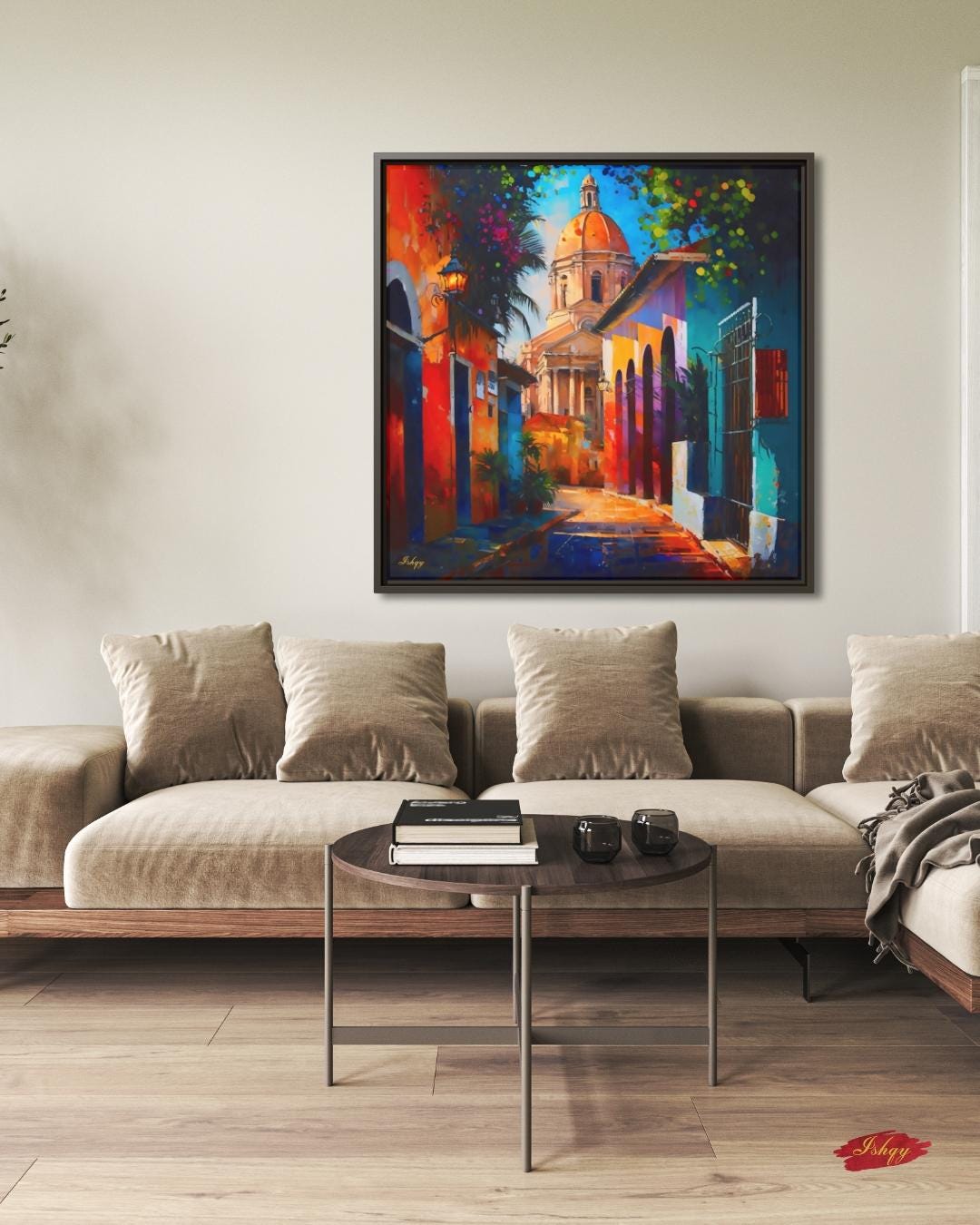Santo Domingo Colonial Zone Painting, Canvas & Framed Canvas Caribbean Wall Art, Colorful Dominican Republic Cityscape Home Decor Art Print