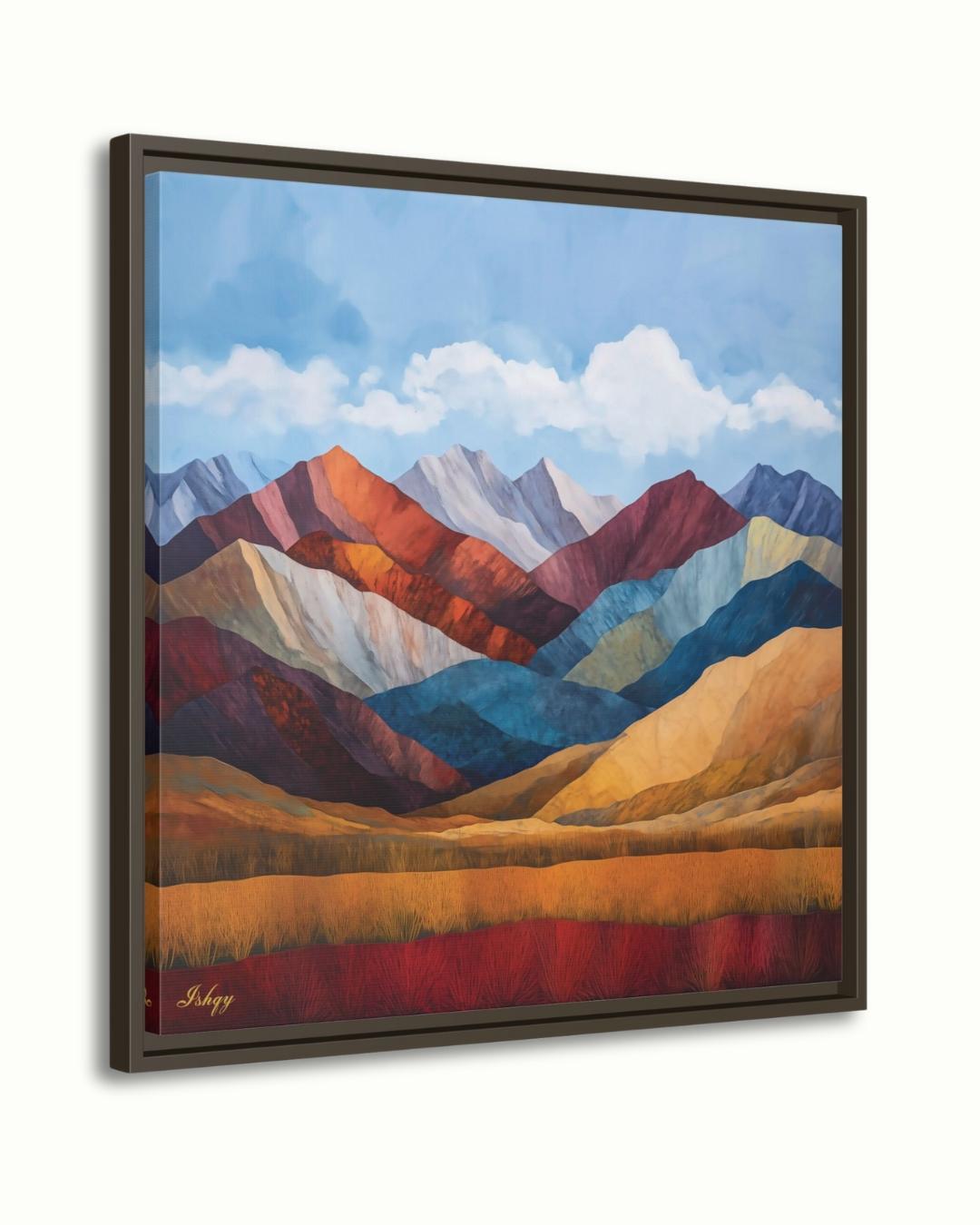 Colorful Mountain Landscape Painting, Canvas & Framed Canvas Wall Art, Abstract Mountains Nature Decor, Modern Boho Home Art Print