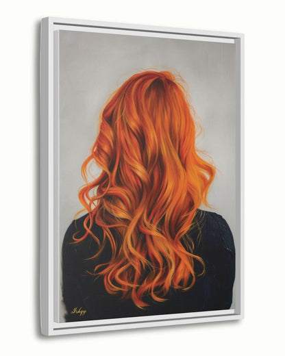 Redhead Woman Wall Art Print, Vibrant Ginger Hair Canvas Portrait, Modern Figurative Art for Home Decor, Feminine Boho Room Aesthetic