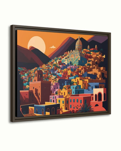 Guanajuato City Painting, Canvas & Framed Canvas Mexico Wall Art, Colorful Colonial Cityscape Home Decor Art Print