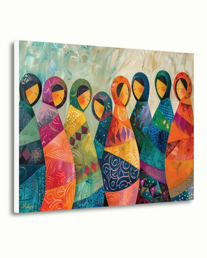 Matryoshka Dolls Painting, Canvas & Framed Canvas Russian Nesting Dolls Wall Art, Colorful Folk Art Decor, Boho Nursery Art Print
