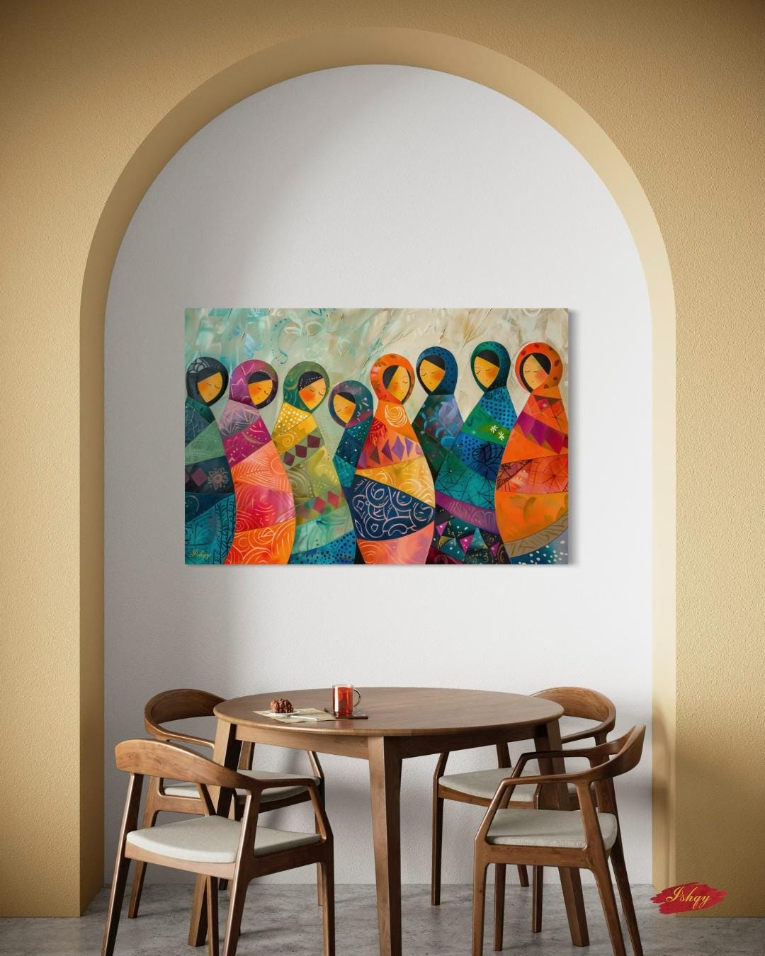 Matryoshka Dolls Painting, Canvas & Framed Canvas Russian Nesting Dolls Wall Art, Colorful Folk Art Decor, Boho Nursery Art Print