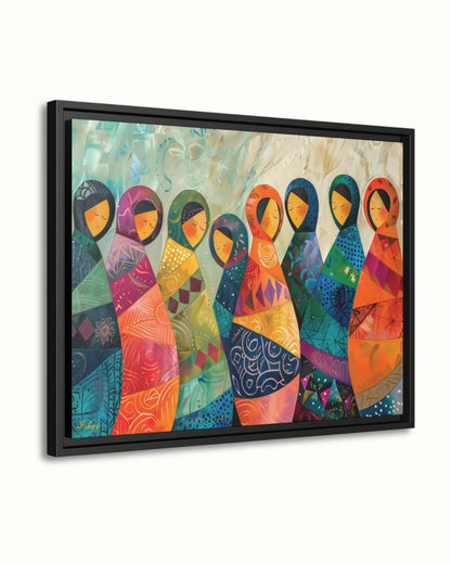 Matryoshka Dolls Painting, Canvas & Framed Canvas Russian Nesting Dolls Wall Art, Colorful Folk Art Decor, Boho Nursery Art Print