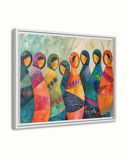 Matryoshka Dolls Painting, Canvas & Framed Canvas Russian Nesting Dolls Wall Art, Colorful Folk Art Decor, Boho Nursery Art Print