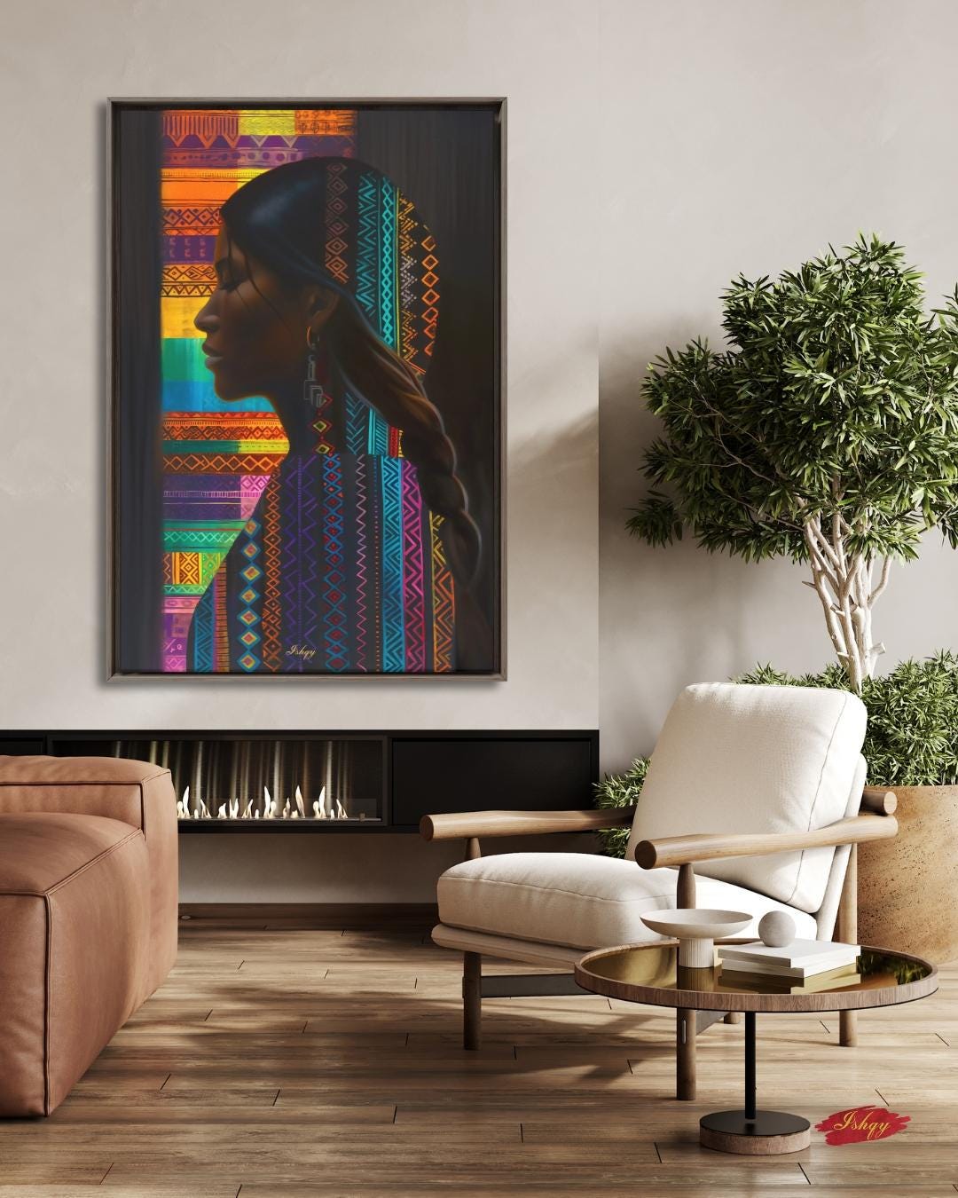 Honduran Woman Canvas Wall Art, Framed Central American Silhouette Print, Cultural Textile Art, Vibrant Latin Home Decor for Living Room