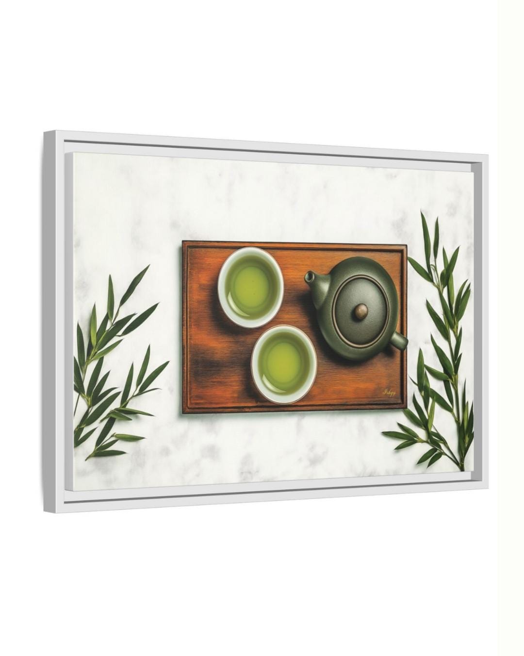 Japanese Green Tea Canvas Wall Art, Zen Kitchen Decor Print, Framed Matcha Wall Decor, Tea Ceremony Art for Dining or Gift for Her