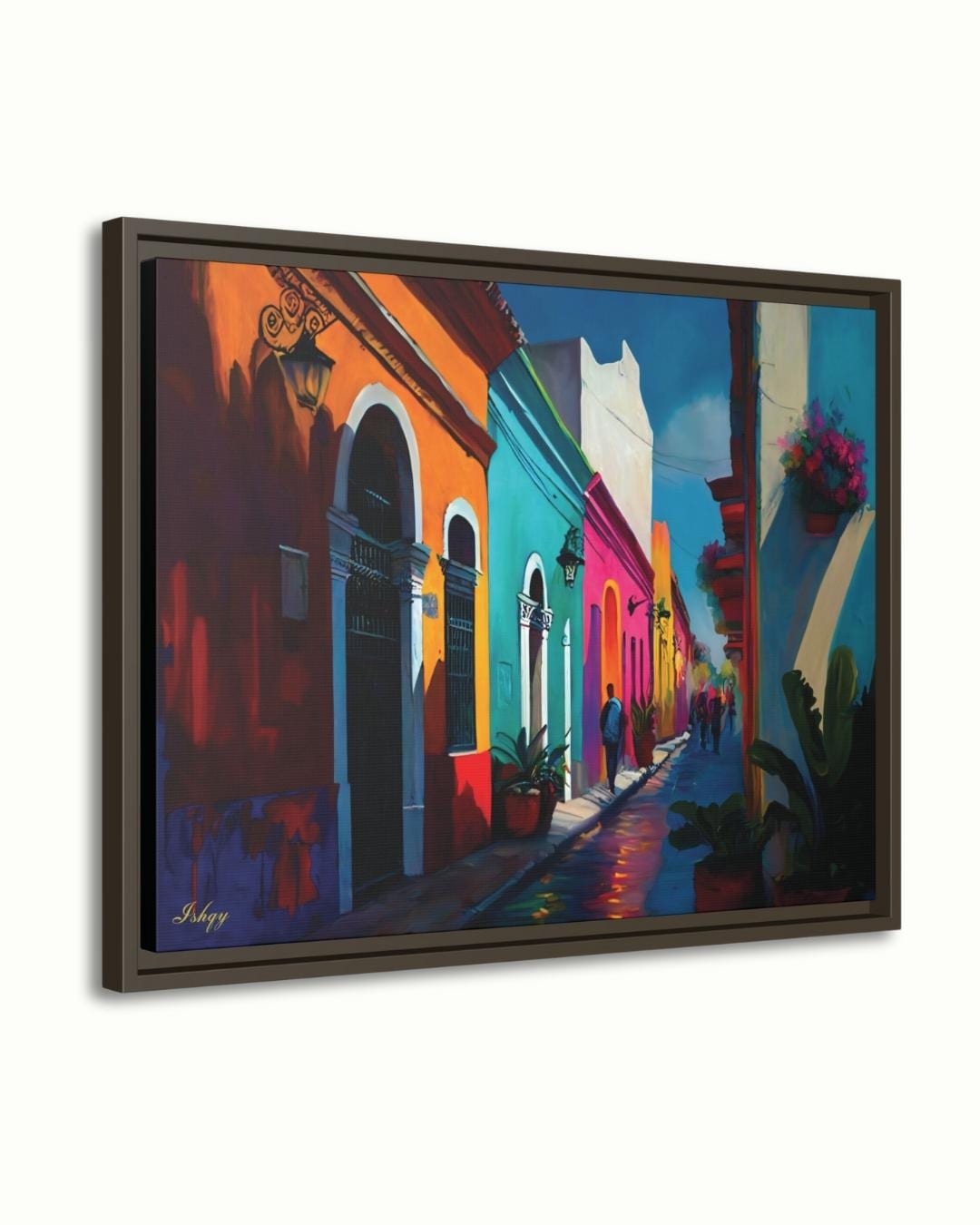 Oaxaca City Street Painting, Canvas & Framed Canvas Mexico Wall Art, Colorful Colonial Cityscape Home Decor Art Print