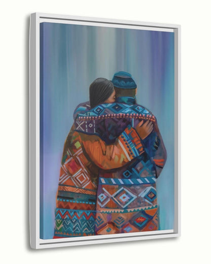 Sami Lovers Painting, Canvas & Framed Canvas Nordic Wall Art, Colorful Scandinavian Couple Home Decor Art Print