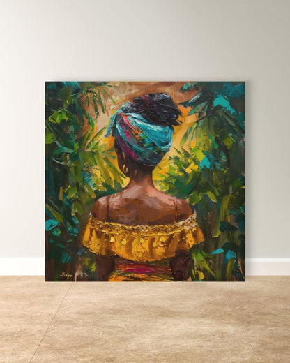 brazilian woman art, tropical wall art, canvas wall art, framed canvas, art print, boho home decor, living room wall art, bedroom wall art, latina portrait art, jungle wall decor, colorful wall art, brazil wall art, afro latina art