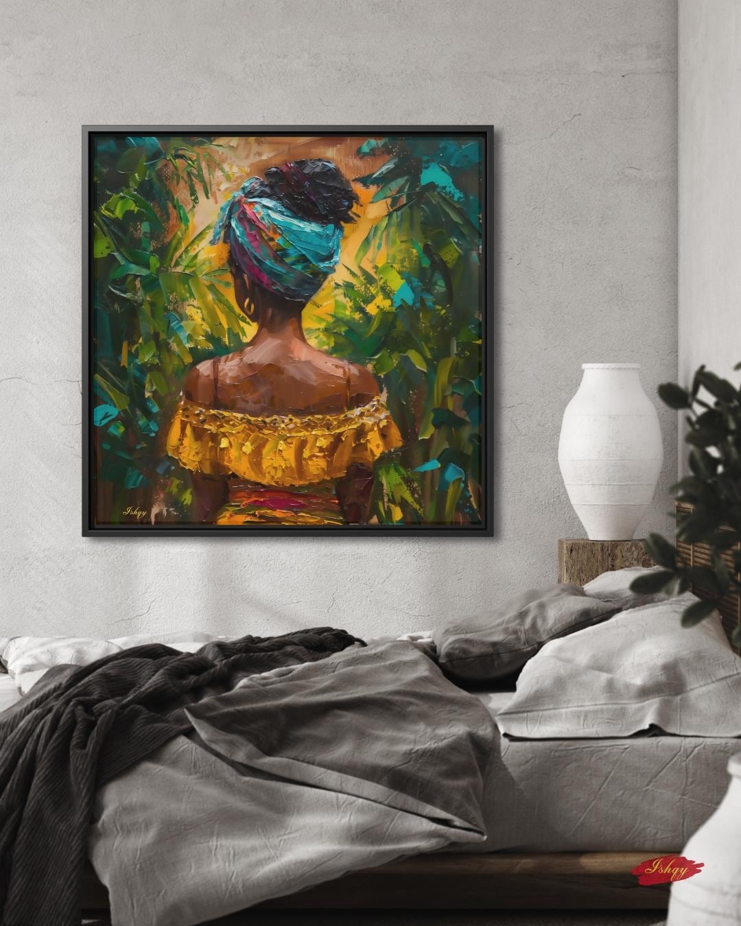 brazilian woman art, tropical wall art, canvas wall art, framed canvas, art print, boho home decor, living room wall art, bedroom wall art, latina portrait art, jungle wall decor, colorful wall art, brazil wall art, afro latina art
